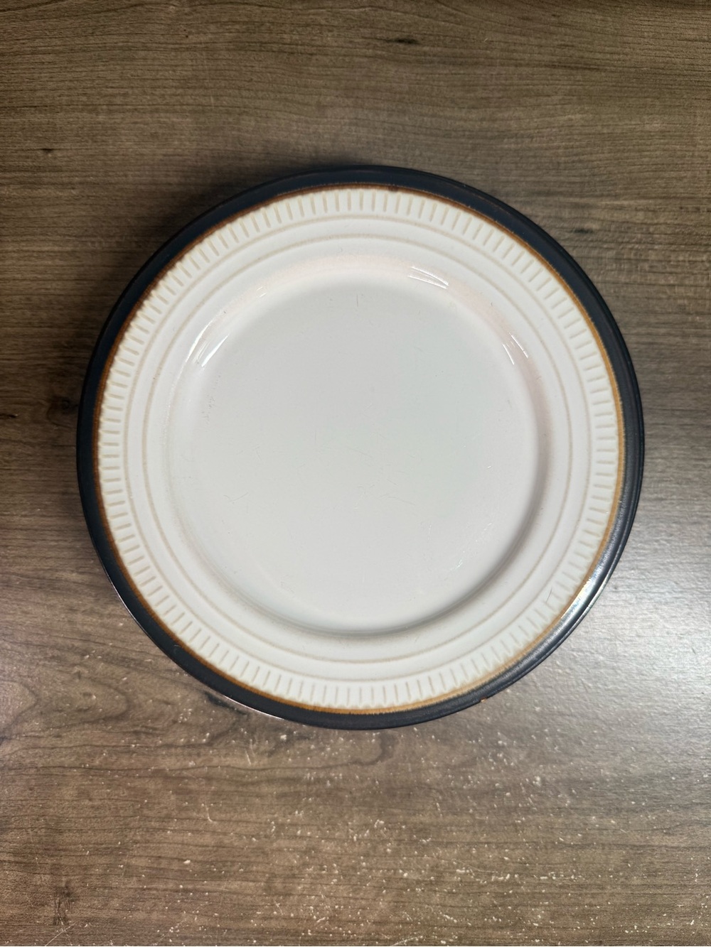 Food Network Braise Dinner Plates Set of 4 - 8.25โ Stoneware Black Bronze Rim